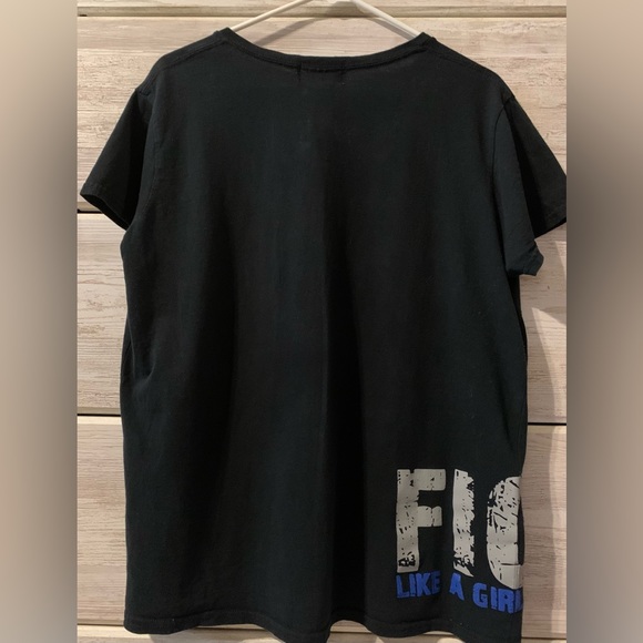 Fight Like a Girl V-Neck with Blue Ribbon - Picture 1 of 3